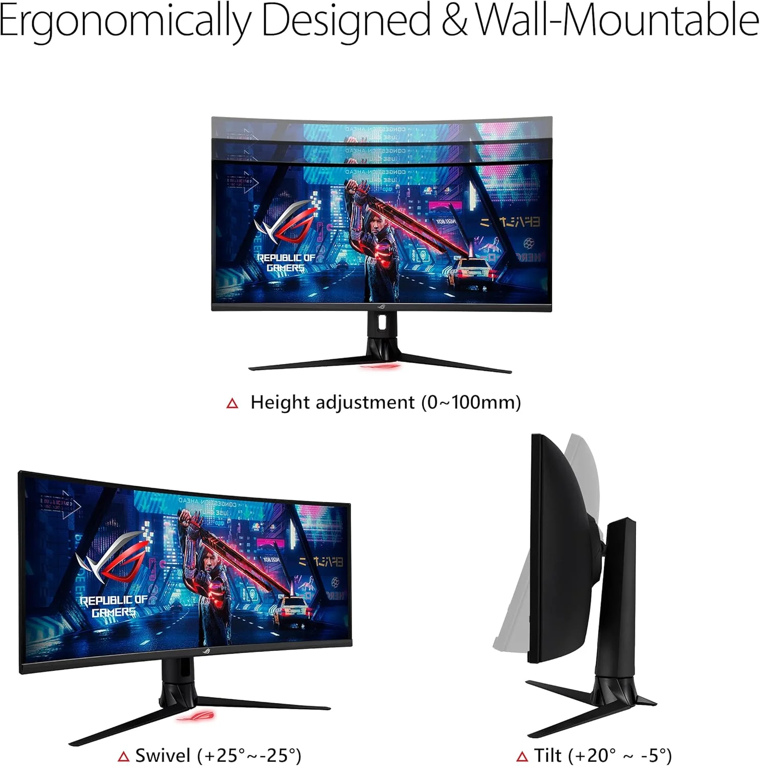 ASUS ROG Strix 34” Ultra-Wide Gaming Monitor (XG349C) - UWQHD (3440 x 1440), 180Hz, 1ms, Extreme Low Motion Blur Sync, 135% sRGB, G-SYNC, HDR 400, Eye Care, USB-C, DisplayPort, HDMI (Certified Refurbished) - Image 4
