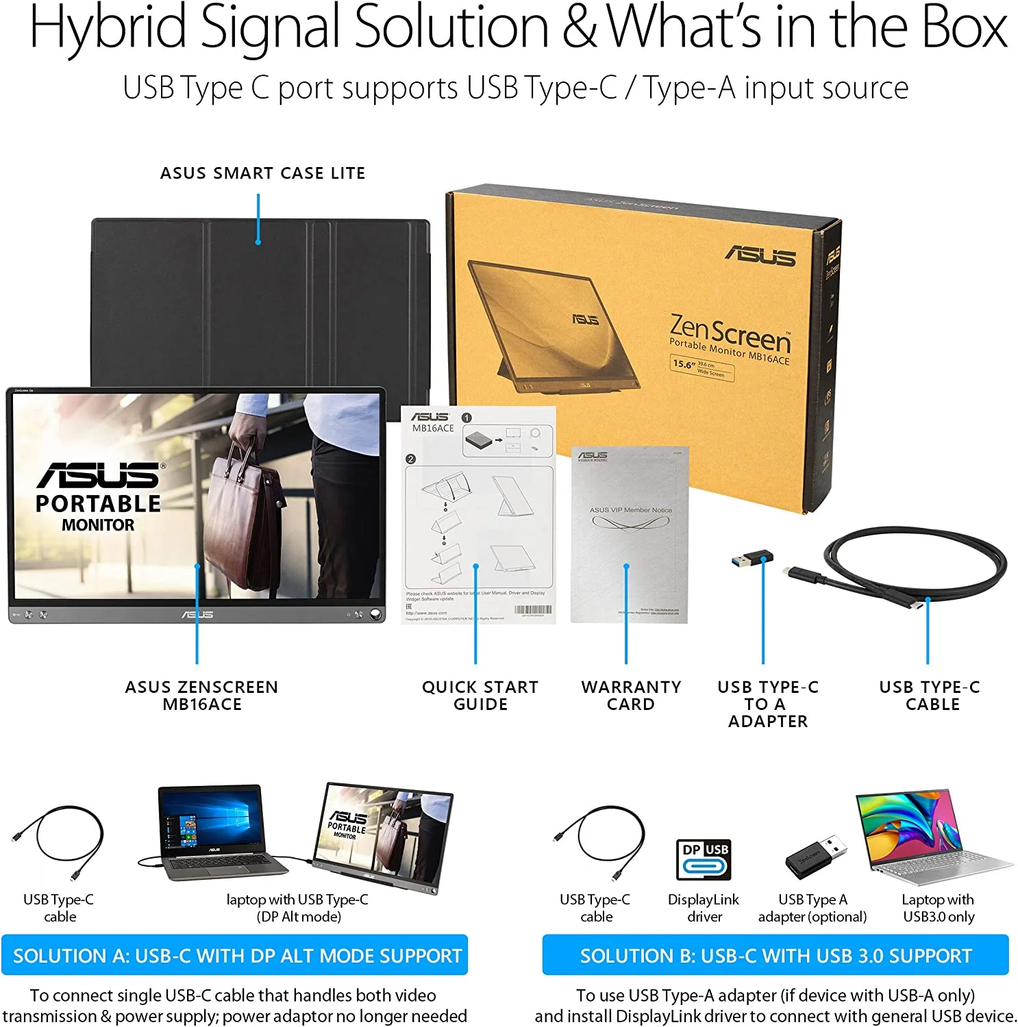 ASUS ZenScreen MB16ACE Portable USB Monitor- 15.6 inch Full HD, Hybrid Signal Solution, USB Type-C, Flicker Free, Blue Light Filter, Anti-glare surface (Certified Refurbished) - Image 6