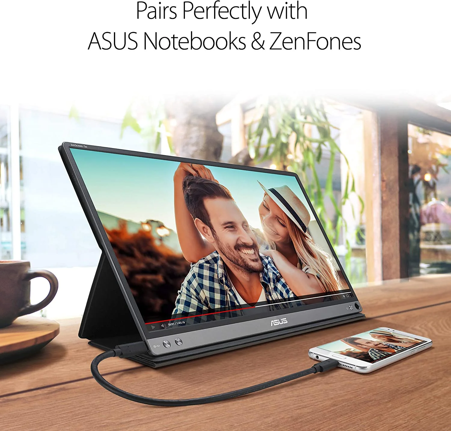 ASUS ZenScreen GO MB16AHP Portable USB Type-C Monitor - 16 inch (15.6 inch viewable), Full HD, Built-in Battery, USB Type-C, Micro-HDMI, Flicker Free, Blue Light Filter (Certified Refurbished) - Image 4