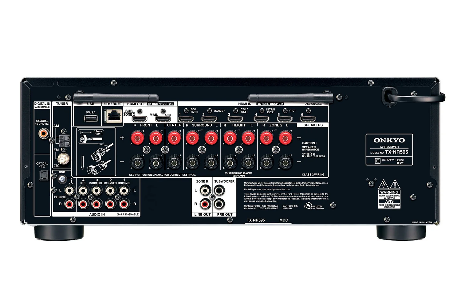 Onkyo TX-NR595 7.2 - Channel Network A/V Receiver (Certified Refurbished) - Image 4