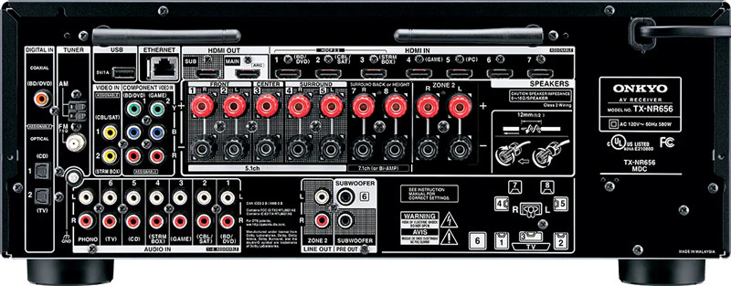 Onkyo TX-NR656 7.2 Channel Receiver 4K Bluetooth WiFi Atmos 1190W (Certified Refurbished) - Image 2