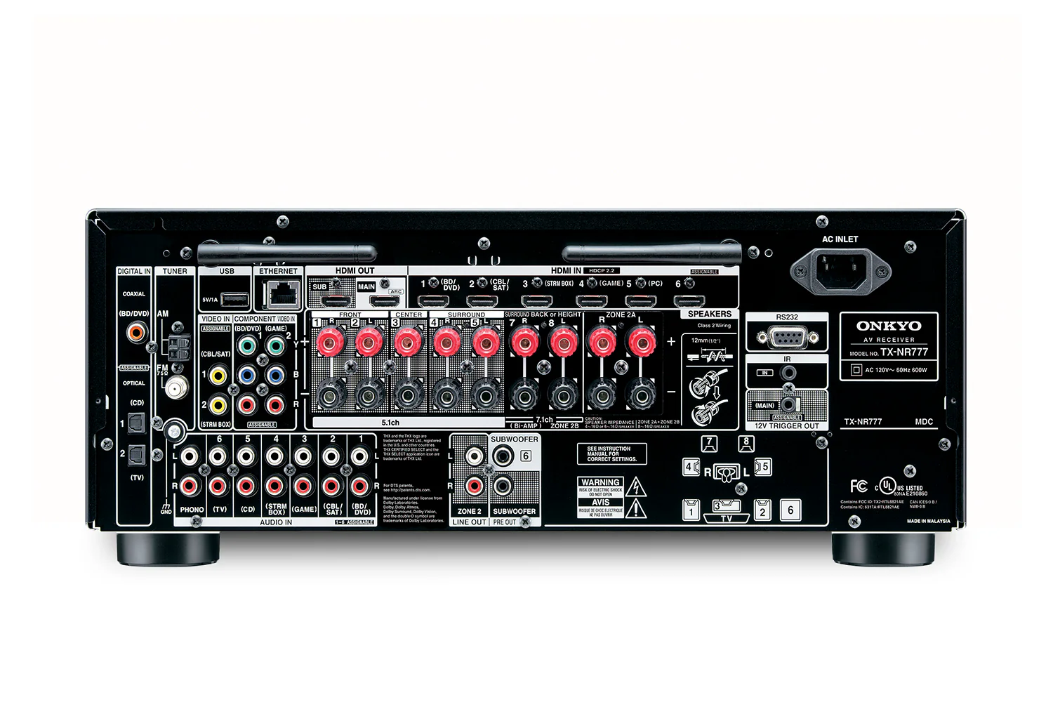 Onkyo TX-NR777 7.2-Channel Network A/V Receiver THX® Certified Select™ Bluetooth Atmos 1540W (Certified Refurbished) - Image 4