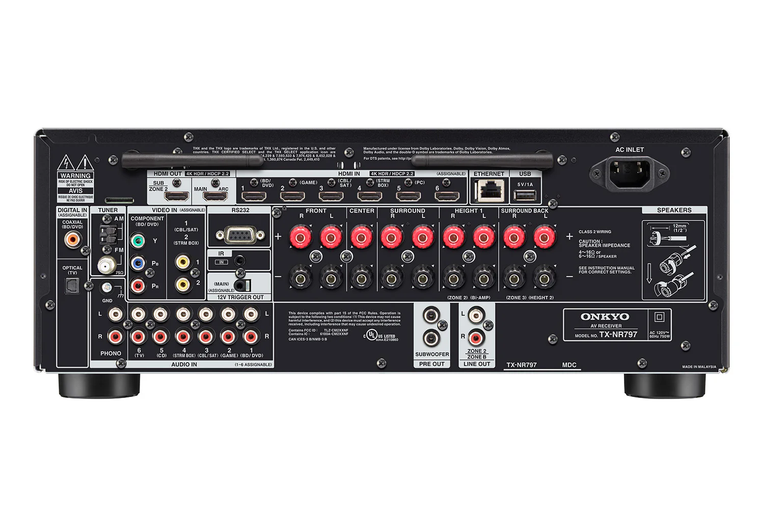 Onkyo TX-NR797 9.2 Channel THX® Certified Select™ A/V Receiver 4K Ultra HD Bluetooth WiFi Atmos 1980W IMAX Enchanced (Certified Refurbished) - Image 2