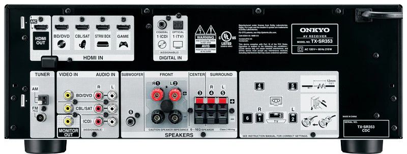 Onkyo TX-SR353 5.1 Channel A/V Receiver 4K Bluetooth 700W (Certified Refurbished) - Image 4