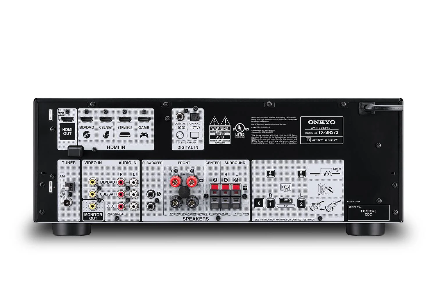 Onkyo TX-SR373 5.2 Channel A/V Receiver 4K Bluetooth 775W (Certified Refurbished) - Image 2