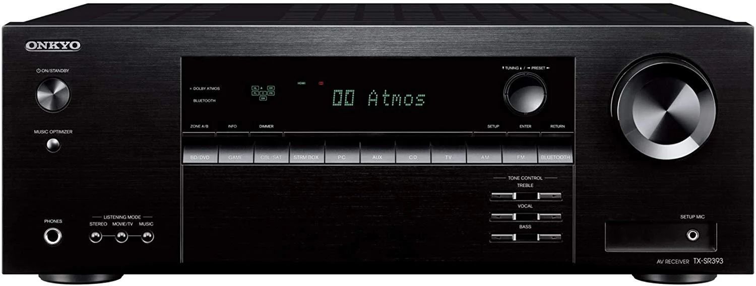 Onkyo TX-SR393 5.2 Channel 4K Atmos DTS:X Bluetooth 775W A/V Receiver (Certified Refurbished)