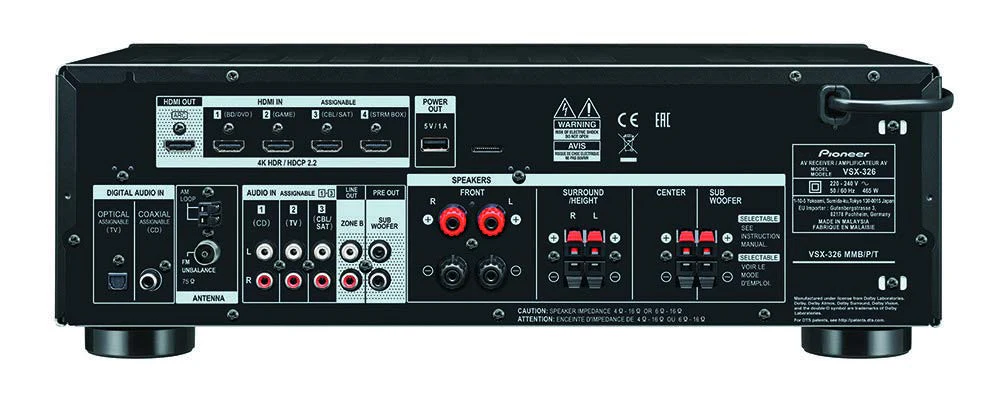 Pioneer VSX-326 5.1 Ch. A/V Receiver (Certified Refurbished) - Image 2