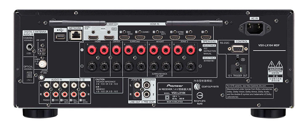 Pioneer VSX-LX104 7.2 Dolby Atmos® DTS:X Bluetooth A/V Receiver (Certified Refurbished) - Image 4