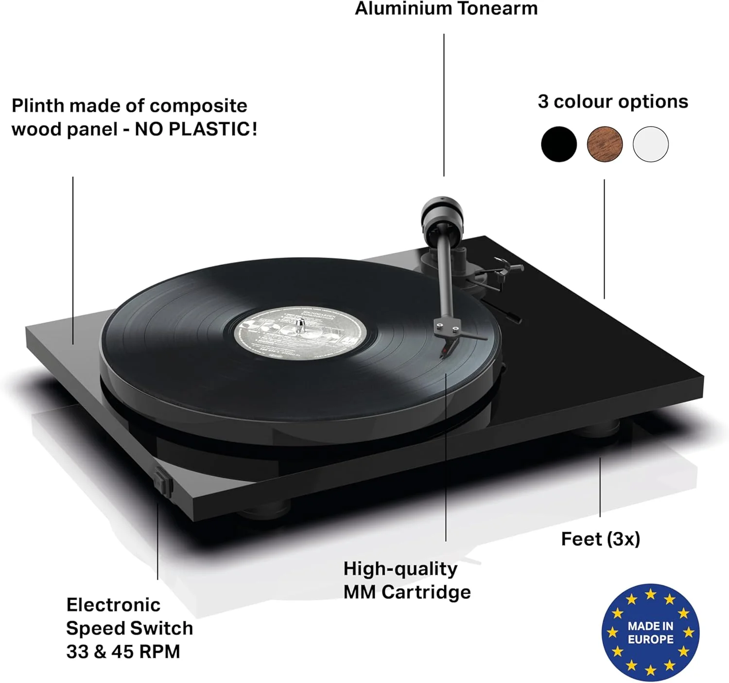 Project Audio E1 Phono Turntable w/ OM5e (Certified Refurbished) - Image 2