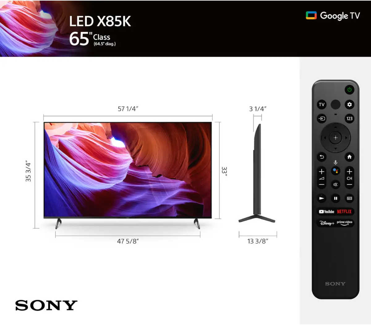 Sony 65” Class X85K 4K HDR LED TV with Google TV (2022) (Refurbished) - Image 9