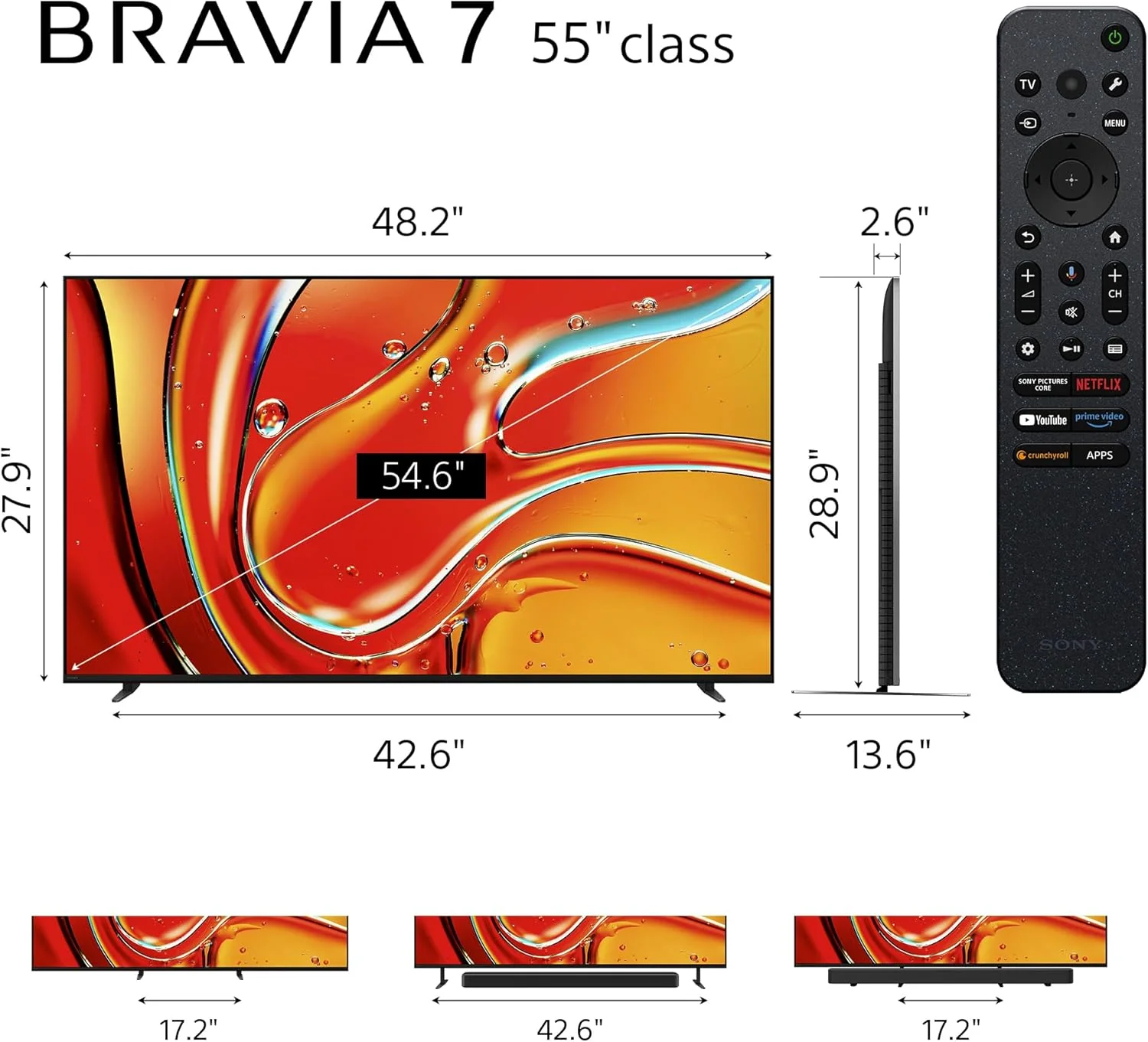 Sony BRAVIA 7 Mini LED QLED 4K HDR Google TV (K-55XR70) (Refurbished) - Image 2