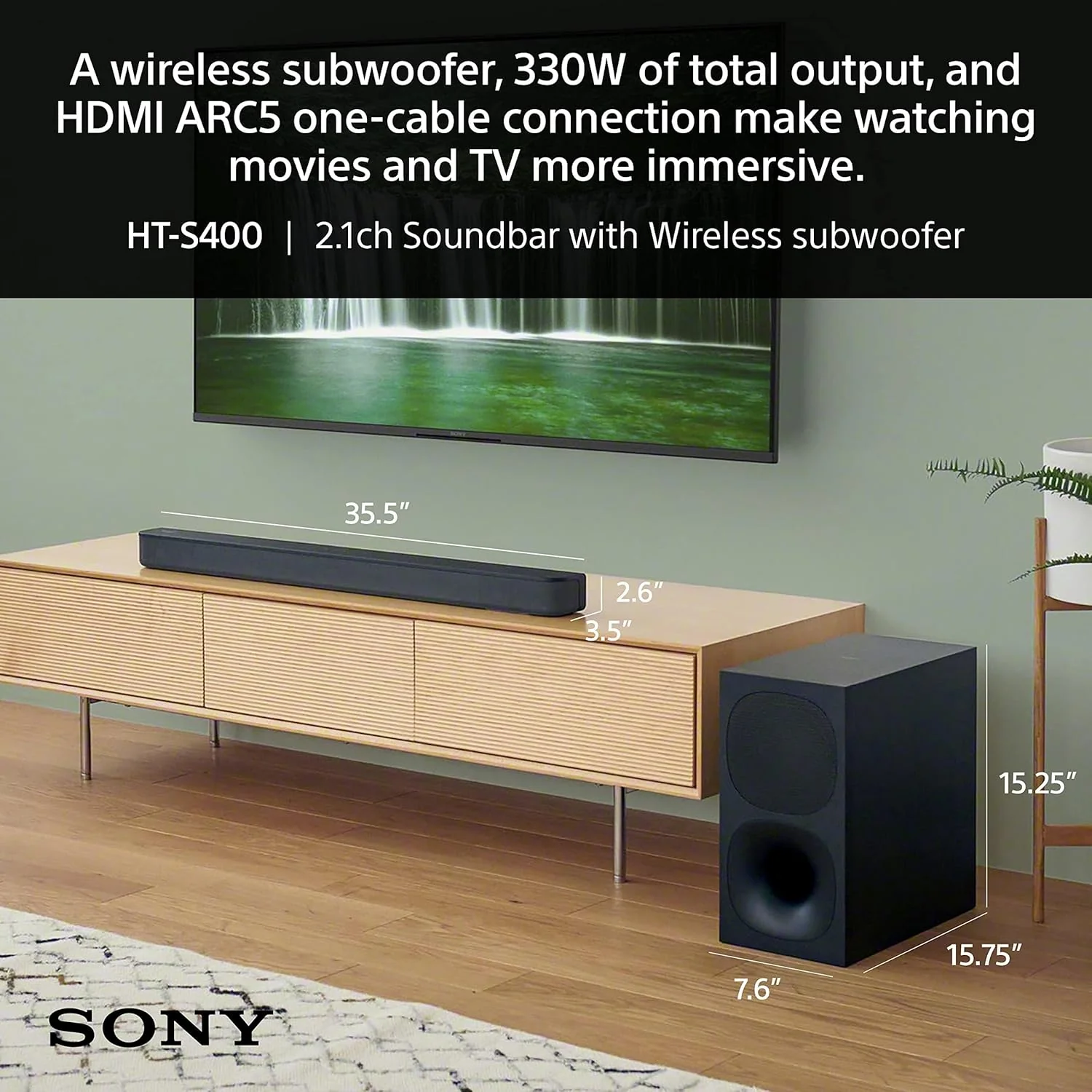 Sony HT-S400 2.1ch Soundbar with Powerful Wireless subwoofer, S-Force PRO Front Surround Sound, and Dolby Digital (Refurbished - Image 10