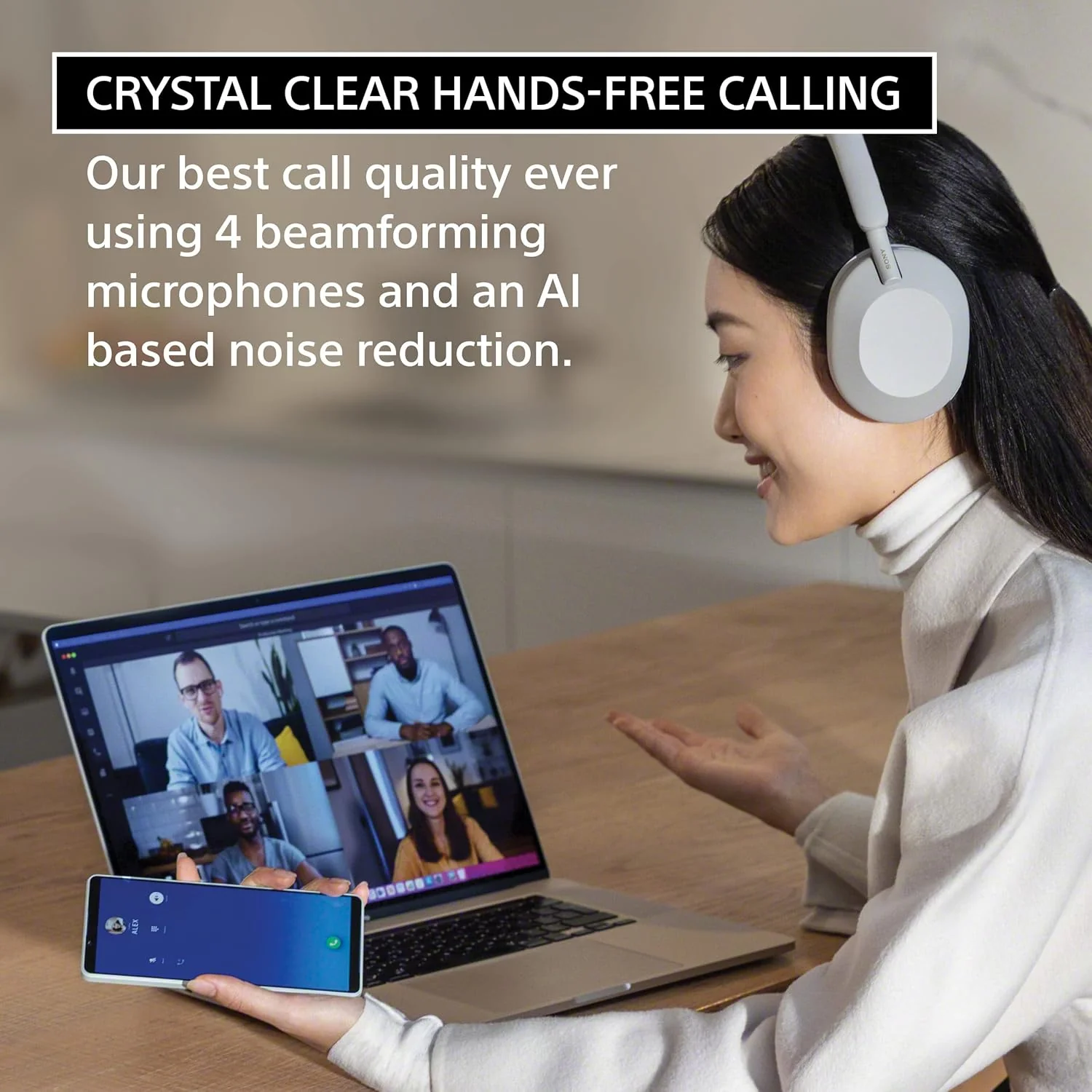 Sony WH-1000XM5 Wireless Industry Leading Noise Cancelling headphones with Auto Noise Cancelling Optimizer, crystal clear hands-free calling, and Alexa Voice Control (Refurbished) - Image 6
