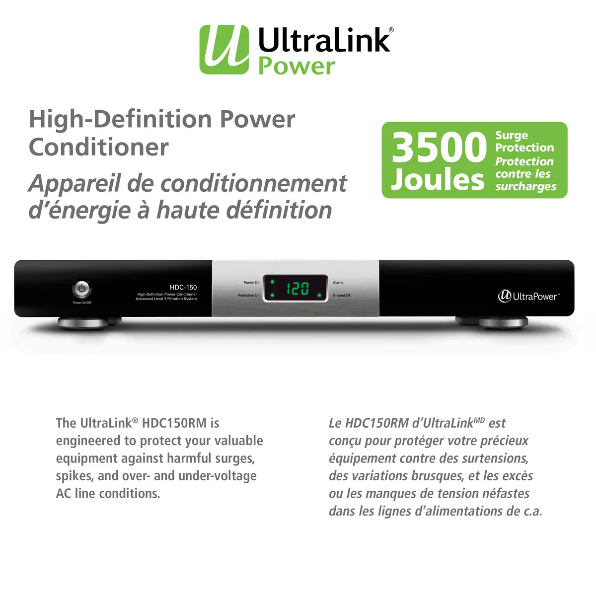 Ultralink 8 Outlet Power Conditioner With 15 Amp Circuit Breaker (HDC150RM) - Image 3