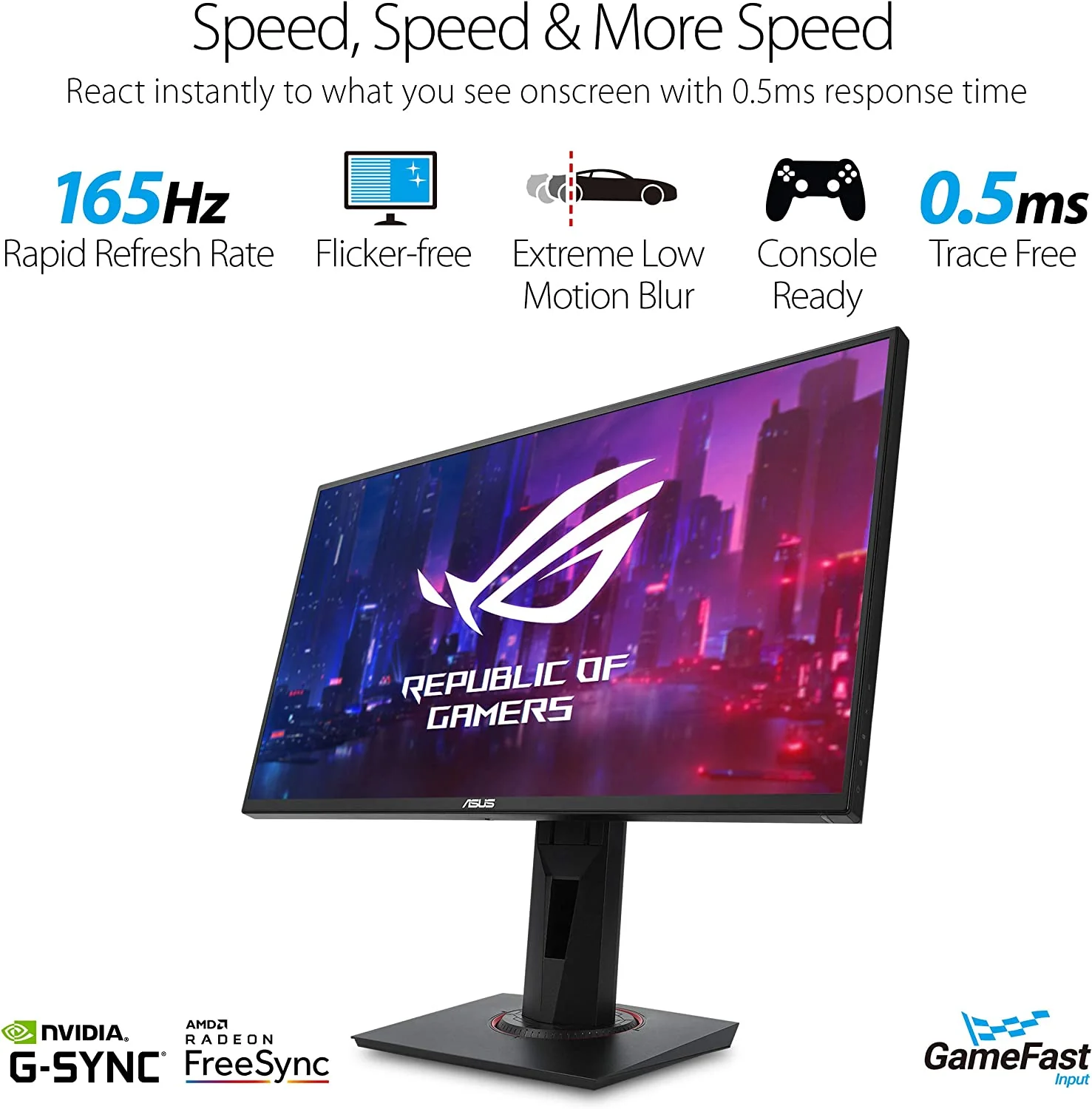 ASUS VG258QR 24.5” Gaming Monitor, 1080P Full HD, 165Hz (Supports 144Hz), G-SYNC Compatible, 0.5ms, Extreme Low Motion Blur, Eye Care, DisplayPort HDMI DVI-D (Certified Refurbished) - Image 2