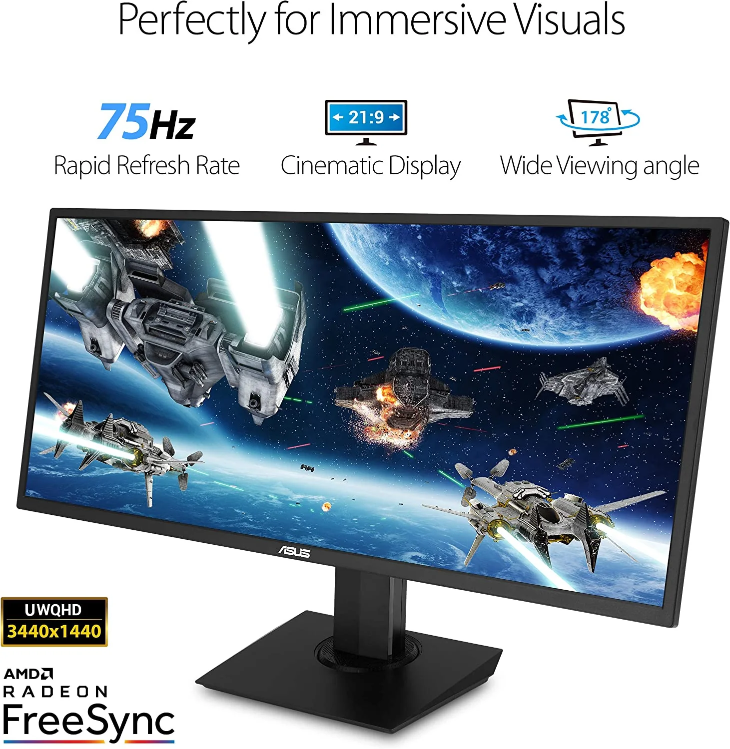 Asus VP348QGL Ultra-Wide Curved Monitor (Certified Refurbished) - Image 2