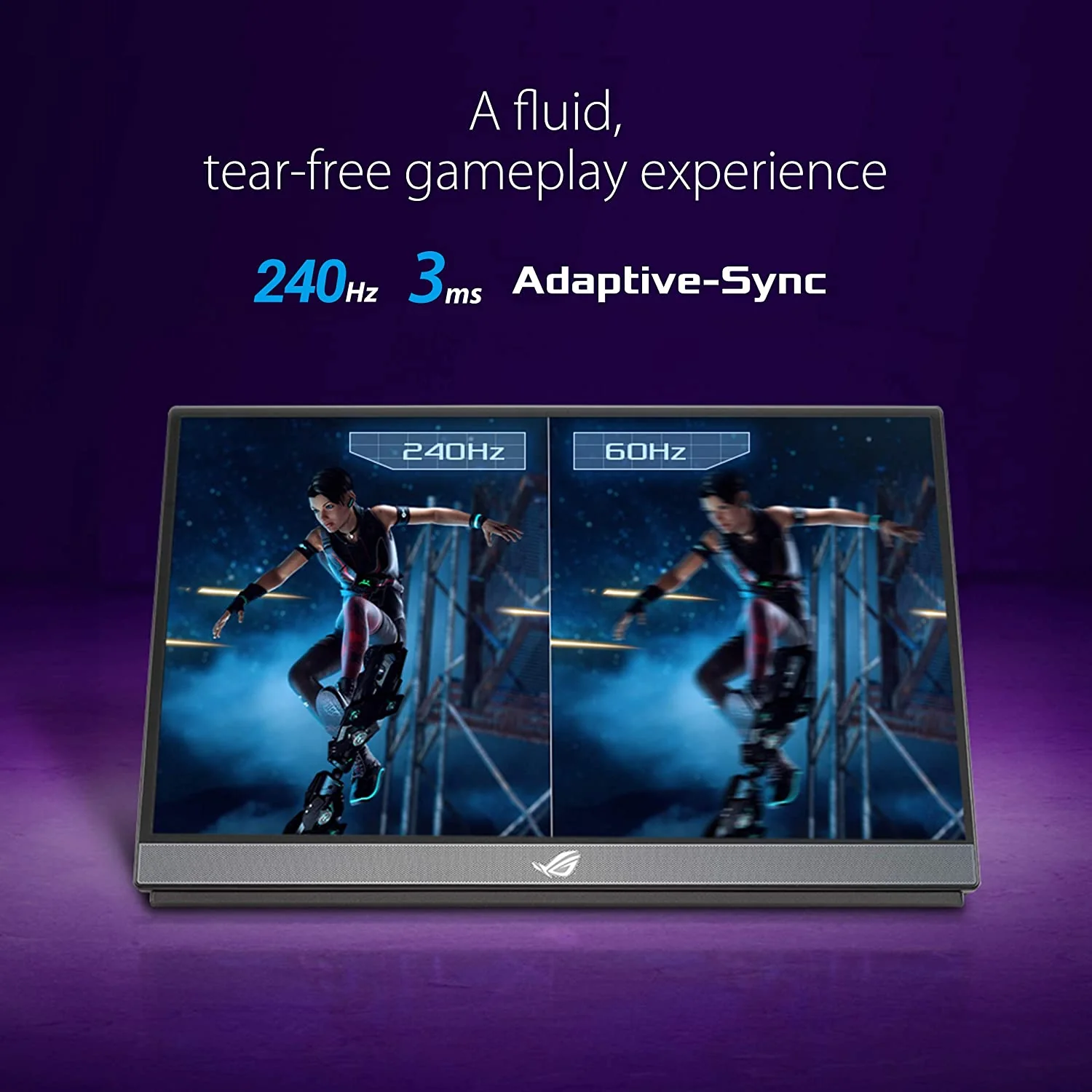 ROG Strix XG17AHPE Portable USB Type-C Gaming Monitor Ð 17.3-inch, IPS, (FullHD, 1920x1080), IPS, 240Hz(Above 144Hz), 3ms response time, Adaptive-sync, Non-Glare, USB-C, Micro-HDMI, Built-in battery, Eyecare (Certified Refurbished) - Image 3