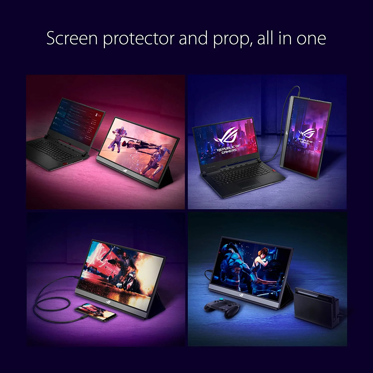ROG Strix XG17AHPE Portable USB Type-C Gaming Monitor Ð 17.3-inch, IPS, (FullHD, 1920x1080), IPS, 240Hz(Above 144Hz), 3ms response time, Adaptive-sync, Non-Glare, USB-C, Micro-HDMI, Built-in battery, Eyecare (Certified Refurbished) - Image 5