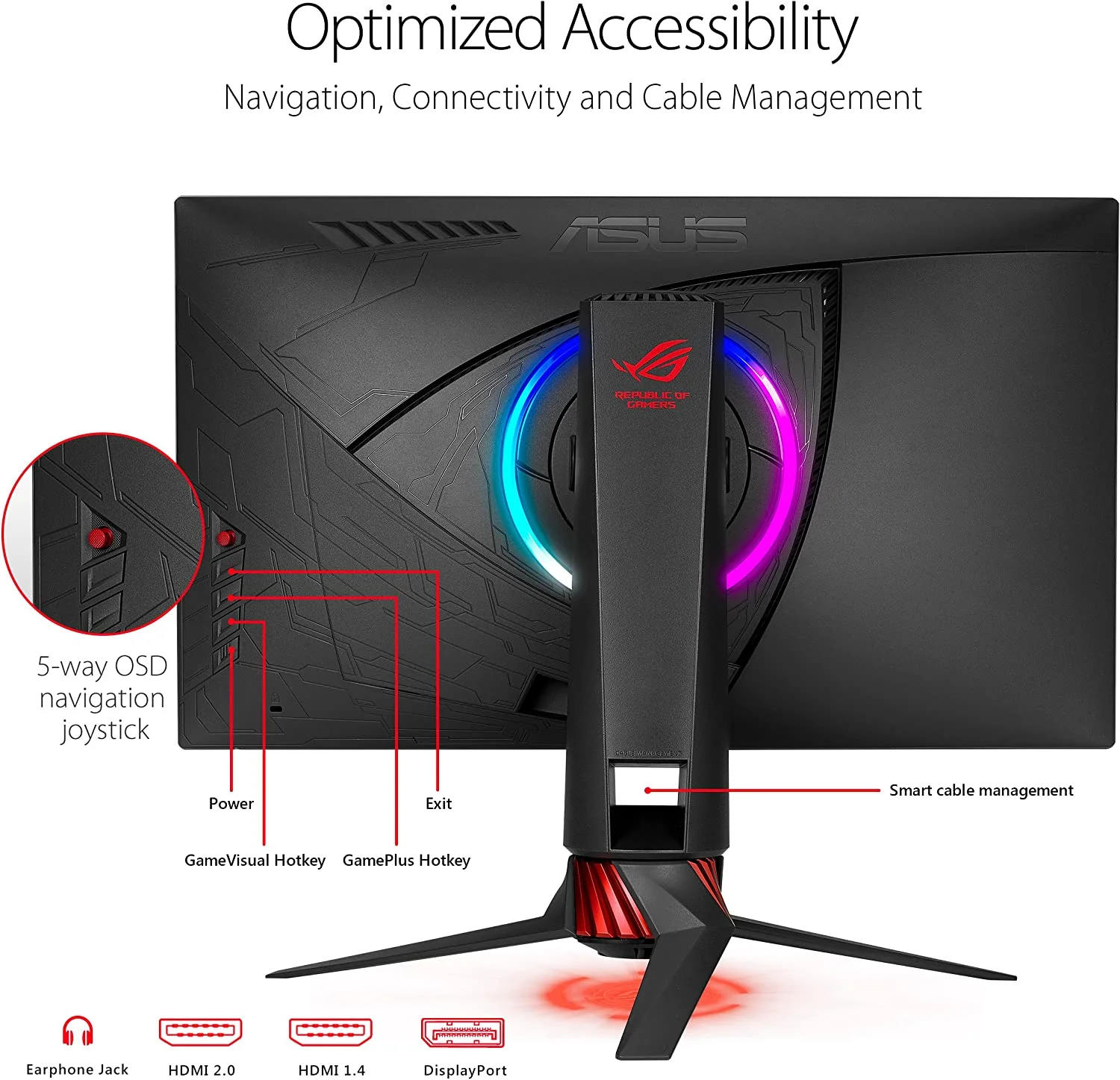 Asus ROG Strix XG258Q Gaming Monitor – 25 inch (24.5 inch viewable) FHD (1920x1080), Native 240Hz, 1ms, G-SYNC Compatible, FreeSync Premium, Asus Aura RGB (Certified Refurbished) - Image 4