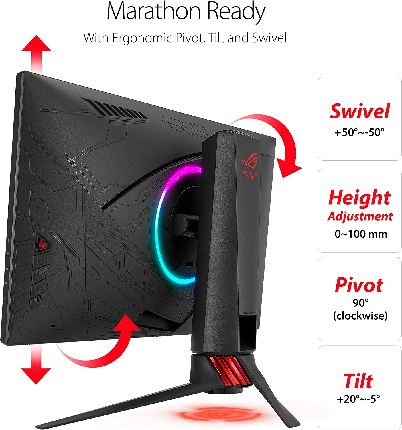 Asus ROG Strix XG258Q Gaming Monitor – 25 inch (24.5 inch viewable) FHD (1920x1080), Native 240Hz, 1ms, G-SYNC Compatible, FreeSync Premium, Asus Aura RGB (Certified Refurbished) - Image 5