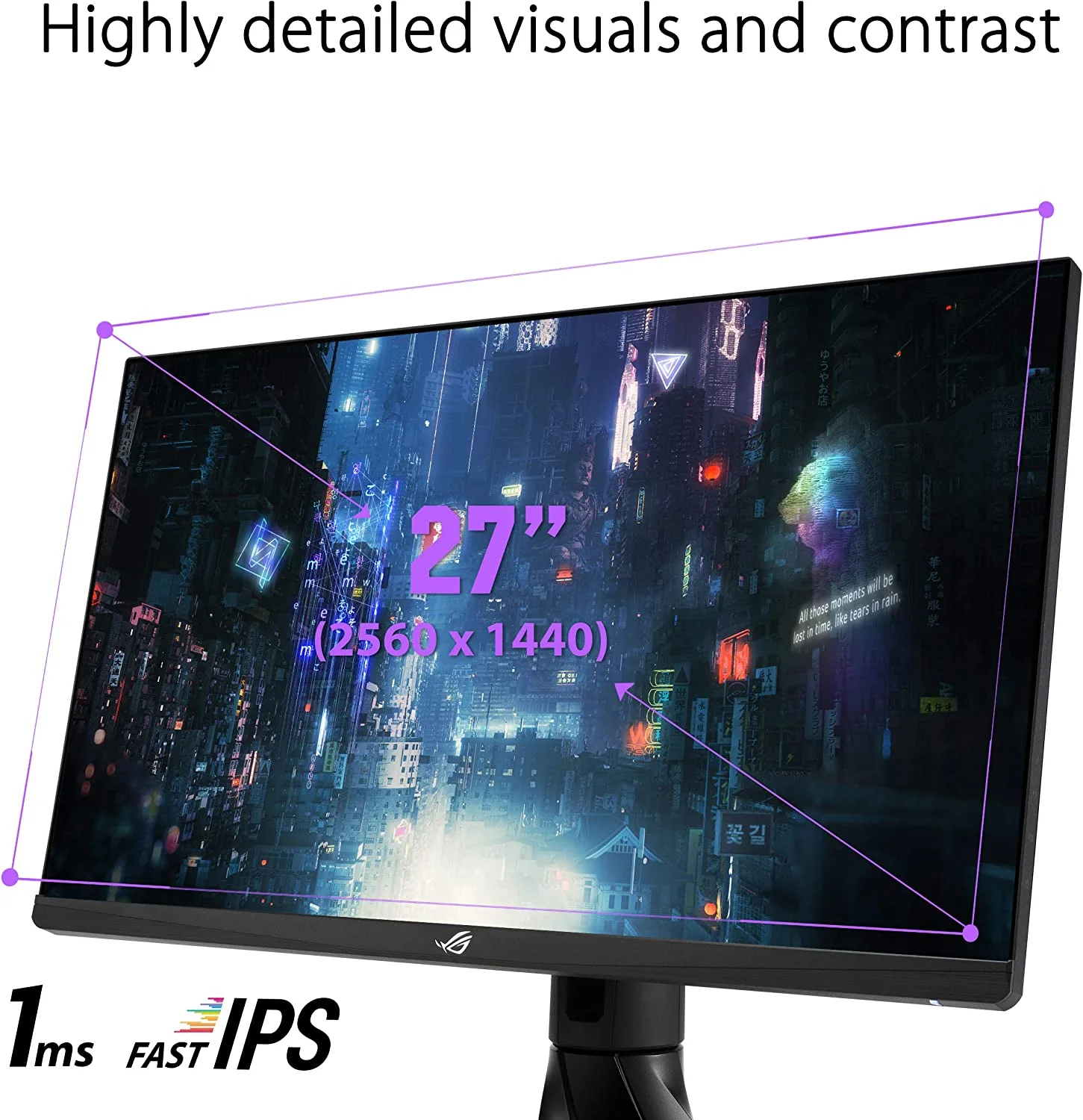 ASUS ROG Strix XG27AQ 27” HDR Gaming Monitor, 1440P WQHD (2560 x 1440), Fast IPS, 170Hz, 1ms, G-SYNC Compatible, Extreme Low Motion Blur Sync, Eye Care, HDMI DisplayPort USB 3.0 Hub, DisplayHDR 400 (Certified Refurbished) - Image 3