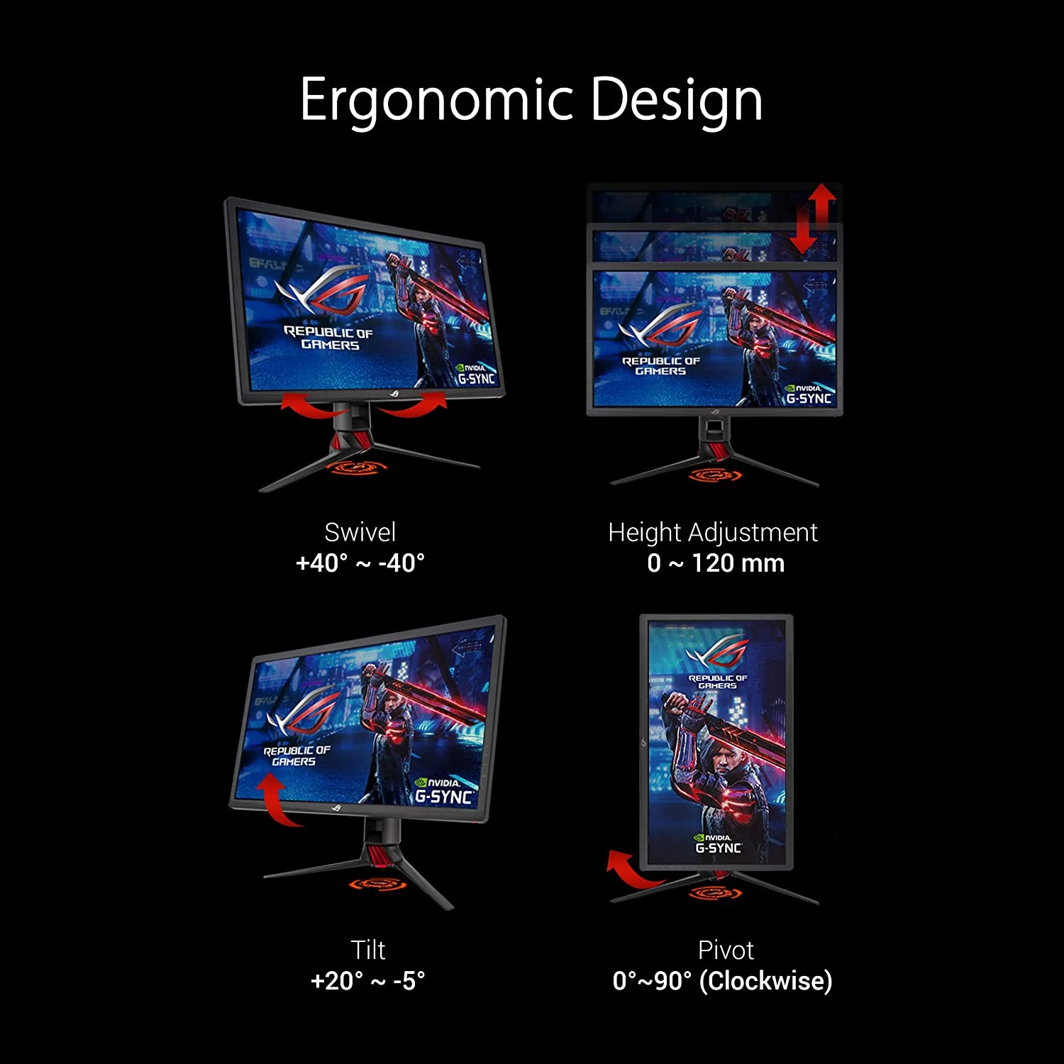 ASUS ROG Strix 27" 4K HDR DSC Gaming Monitor (XG27UQ) - UHD (3840 x 2160), IPS, 144Hz, 1ms, Adaptive-Sync, G-SYNC Compatible, DisplayHDR 400, 90% DCI-P3, Aura Sync, VESA Mountable, DisplayPort, HDMI (Certified Refurbished) - Image 7