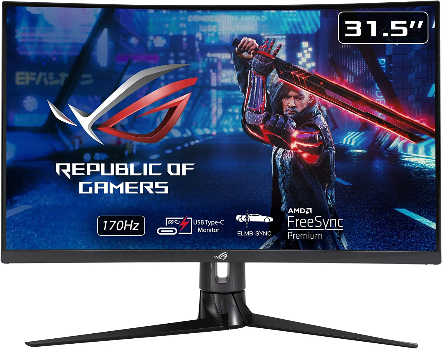 Asus ROG Strix XG32VC Gaming Monitor – 32 inch (31.5 inch viewable) QHD (2560x1440), 170Hz* (Above 144Hz), 1ms MPRT, Extreme Low Motion Blur Sync, 125% sRGB, FreeSync Premium Pro, DisplayHDR™ 400 (Certified Refurbished) - Image 2