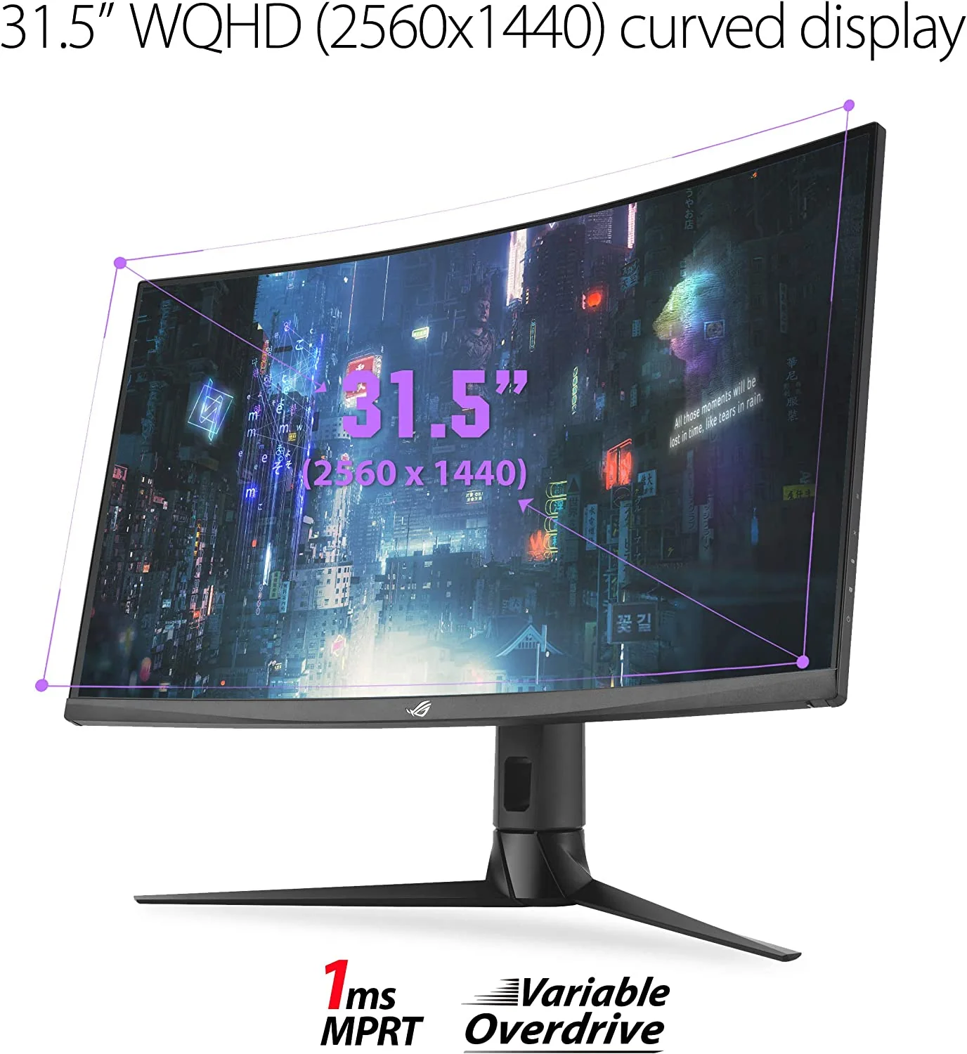 Asus ROG Strix XG32VC Gaming Monitor – 32 inch (31.5 inch viewable) QHD (2560x1440), 170Hz* (Above 144Hz), 1ms MPRT, Extreme Low Motion Blur Sync, 125% sRGB, FreeSync Premium Pro, DisplayHDR™ 400 (Certified Refurbished) - Image 3