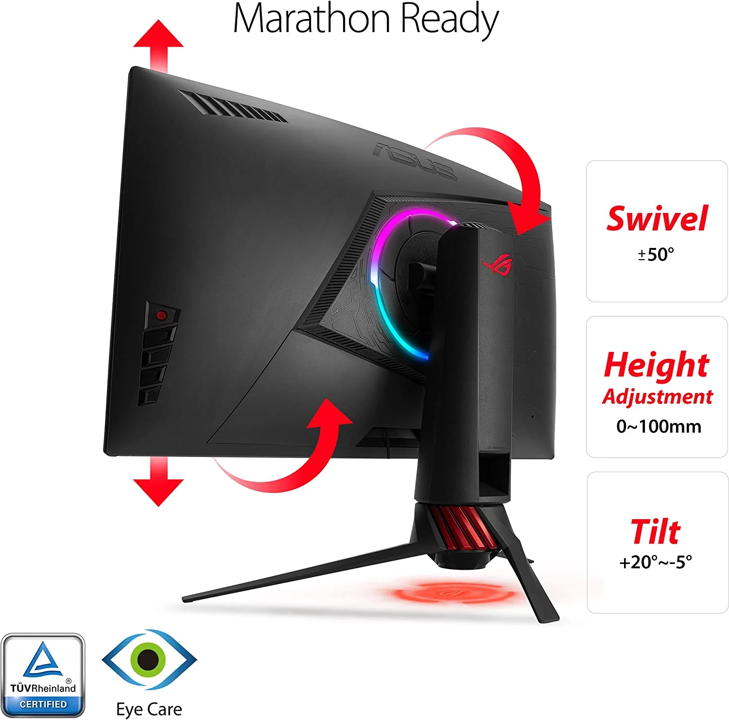 ASUS ROG Strix XG32VQ 31.5” Curved QHD 1440p 144Hz DP HDMI Eye Care FreeSync/Adaptive Sync Gaming Monitor (Certified Refurbished) - Image 4