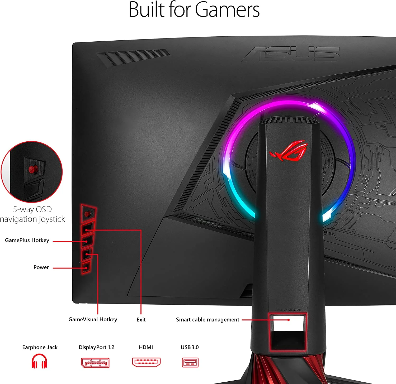 ASUS ROG Strix XG32VQ 31.5” Curved QHD 1440p 144Hz DP HDMI Eye Care FreeSync/Adaptive Sync Gaming Monitor (Certified Refurbished) - Image 5