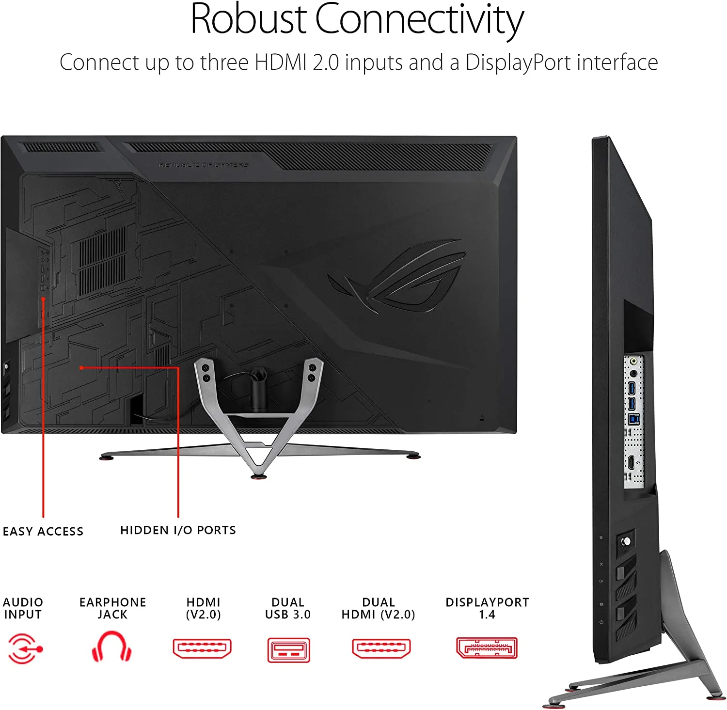 Asus ROG Strix XG438Q HDR Large Gaming Monitor — 43-inch, 4K (3840 x 2160), 120 Hz, FreeSync™ 2 HDR, DisplayHDR™ 600, DCI-P3 90%, Shadow Boost, 10W Speaker*2, Remote Control (Certified Refurbished) - Image 7