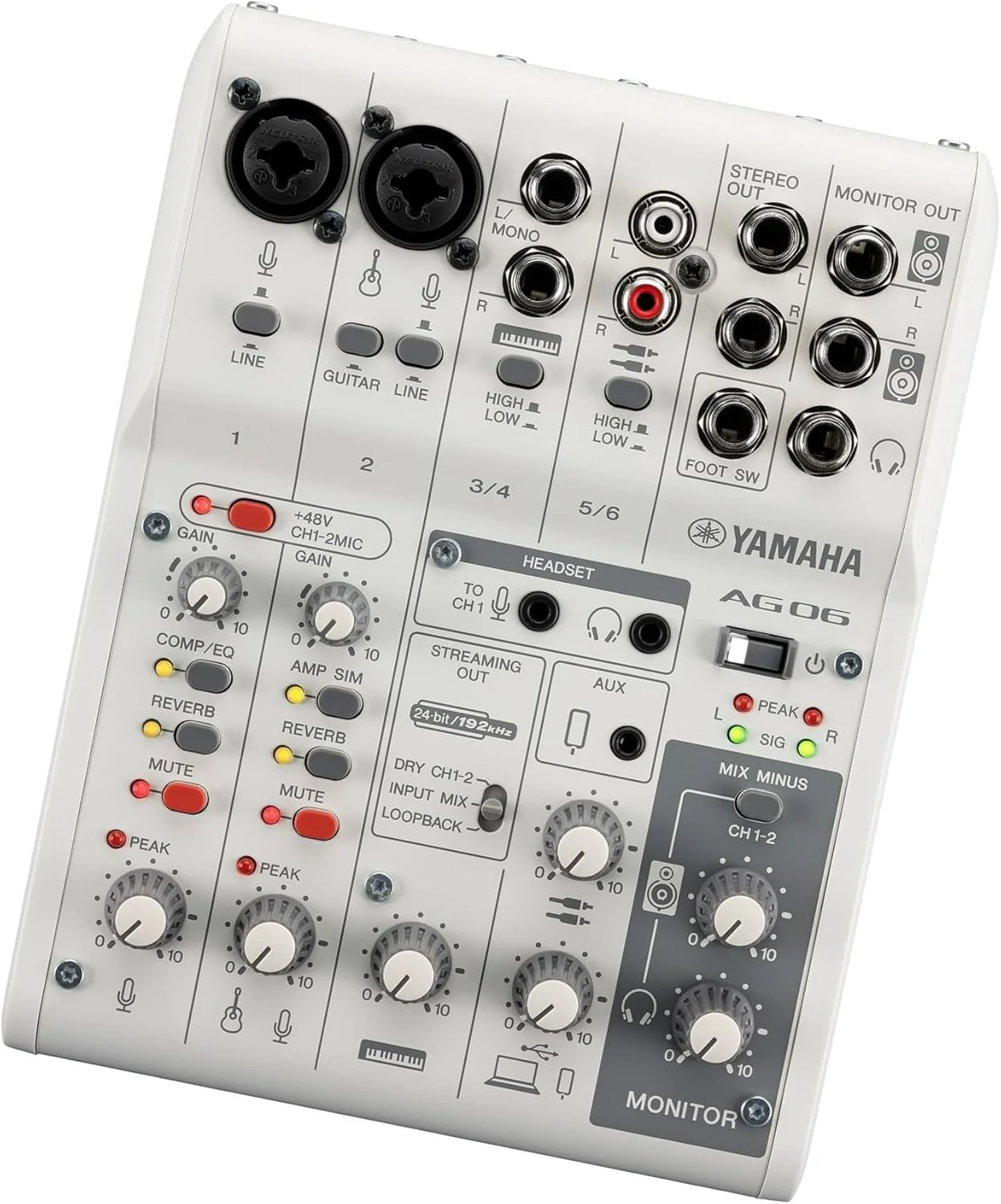 Yamaha AG06MK2 W White 6-Channel Live Streaming Loopback Mixer/USB Interface with Steinberg Software Suite (Certified Refurbished) - Image 2
