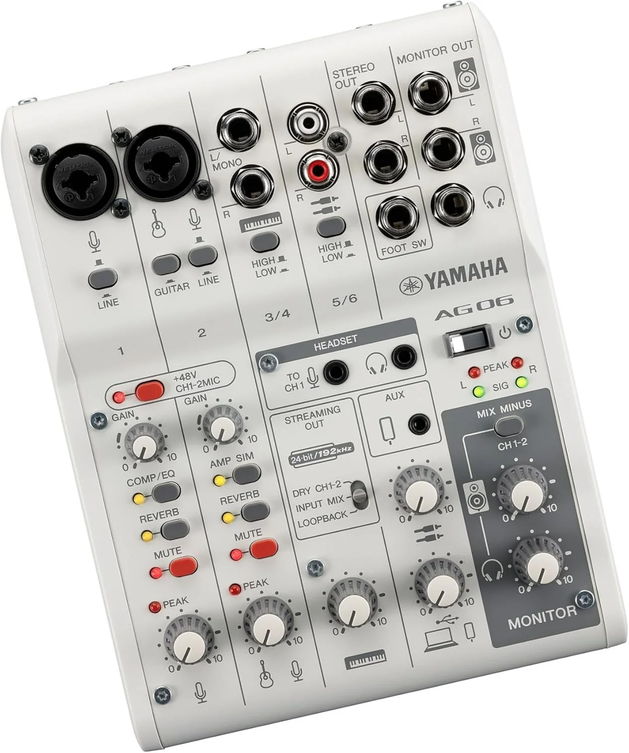 Yamaha AG06MK2 W White 6-Channel Live Streaming Loopback Mixer/USB Interface with Steinberg Software Suite (Certified Refurbished) - Image 3