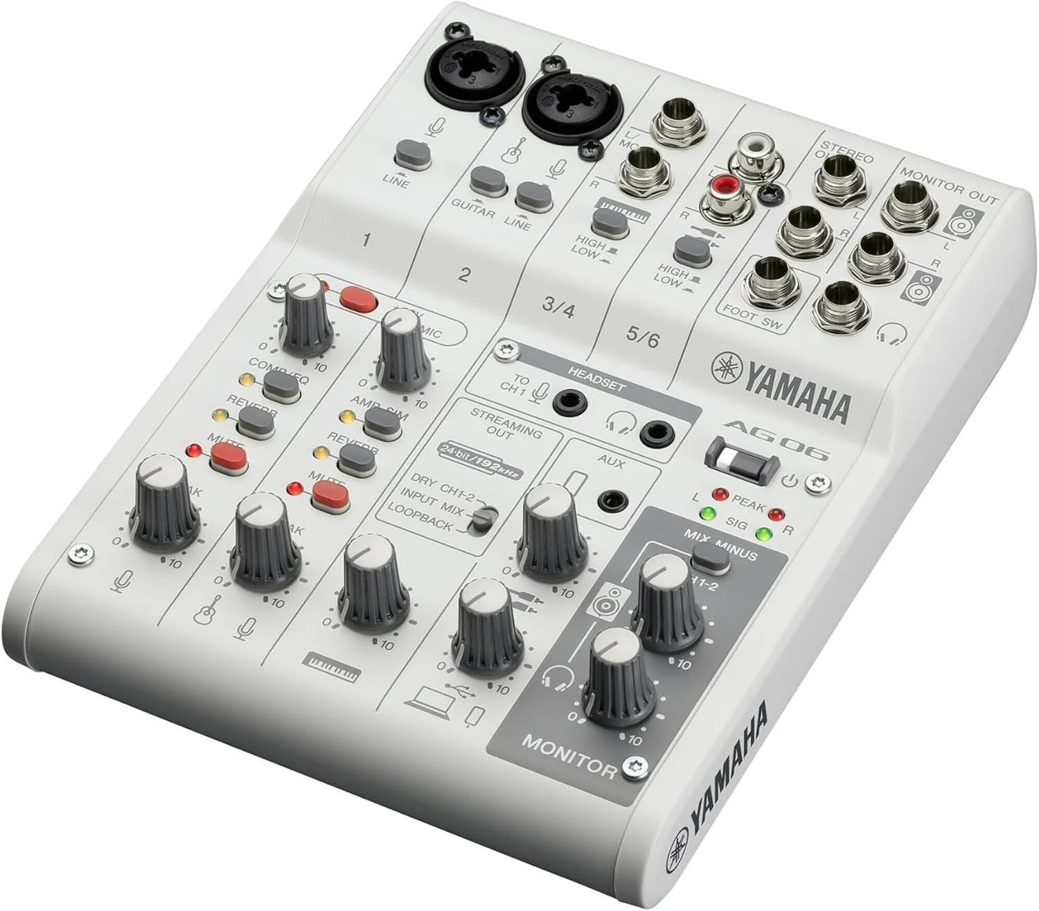 Yamaha AG06MK2 W White 6-Channel Live Streaming Loopback Mixer/USB Interface with Steinberg Software Suite (Certified Refurbished) - Image 4