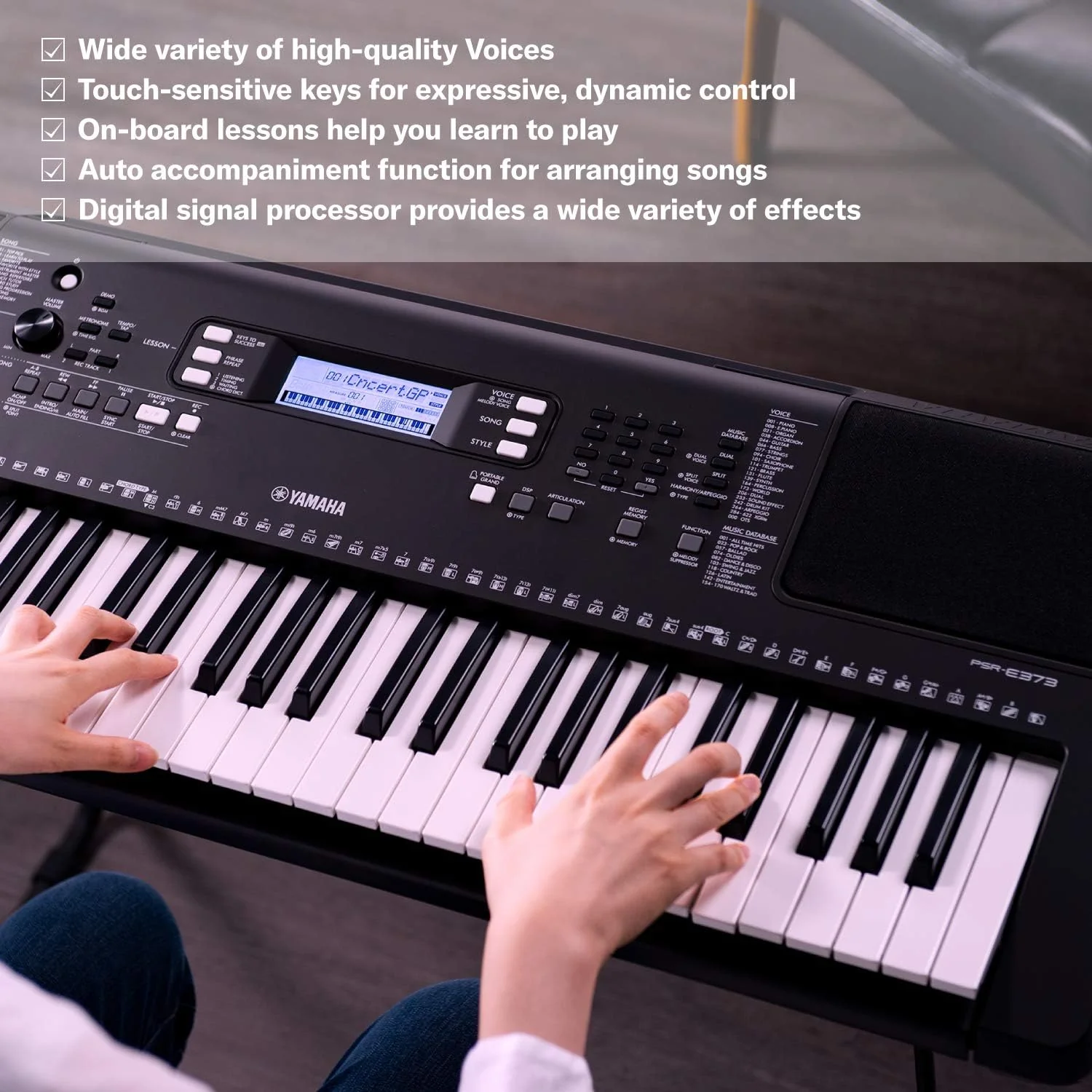 Yamaha PSR-E373 61-Key Touch Sensitive Portable Keyboard (Certified Refurbished) - Image 3